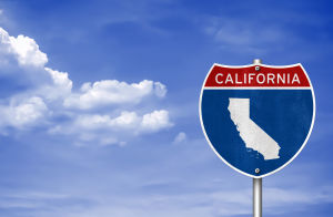 This is a picture of the sky with a California sign.