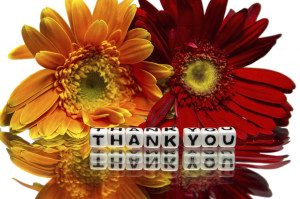 Thank you message with flowers.