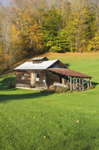 "Old maple sugar house in Warren, Vermont. Here, in the early spring, sap from maple trees is boiled down in wood fired vats to evaporate the water and harvest the syrup."