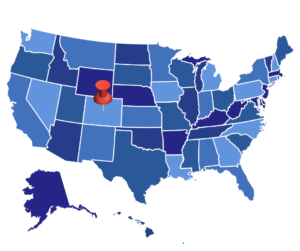 An image of the United States with a push-pin in Colorado