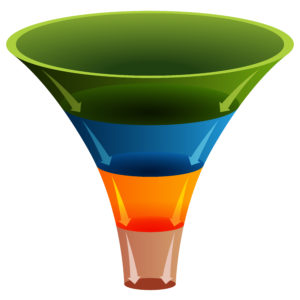 An image of a 3d layered funnel chart.