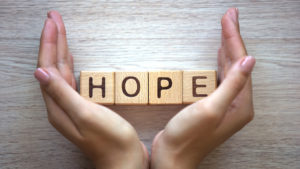 This is a picture of the word HOPE in block letters. 