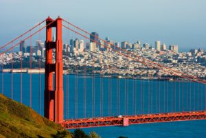 This is a picture of the Golden Gate Bridge in California. 