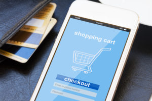 Shopping cart on smartphone screen