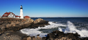 This is a picture of a lighthouse along the coast of Maine. 