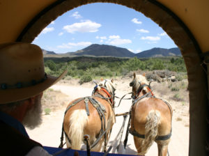 This is a picture of a covered wagon in Oklahoma.