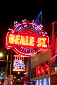 This is a picture of Beale Street in downtown Memphis. 